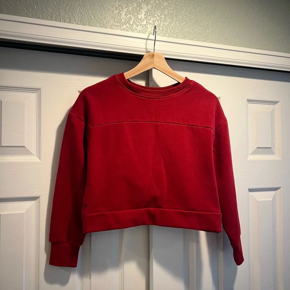 Athleta Girl, Cropped Red Twist-front Girls Sweatshirt, Size M (8-10) - Picture 4 of 6